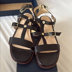 Cole Haan Black Strappy Leather Sandals
